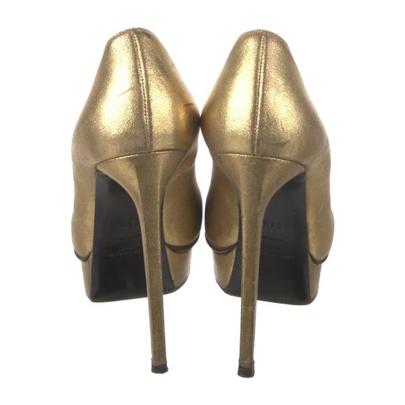 Saint Laurent Metallic Grained Leather Janis Pumps - 38.5 - Gold - Picture 4 of 5